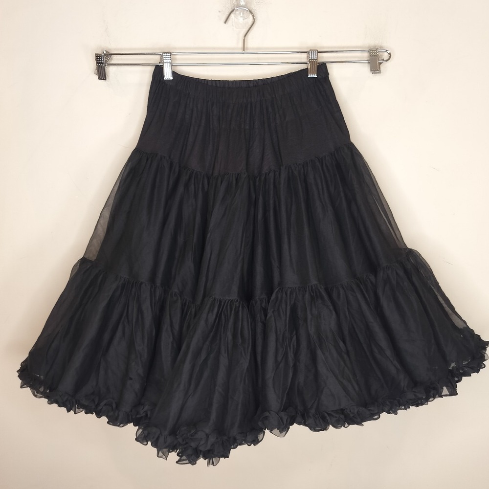Malco Modes Square Dance Skirt Petticoat Full Tiered Black Vintage